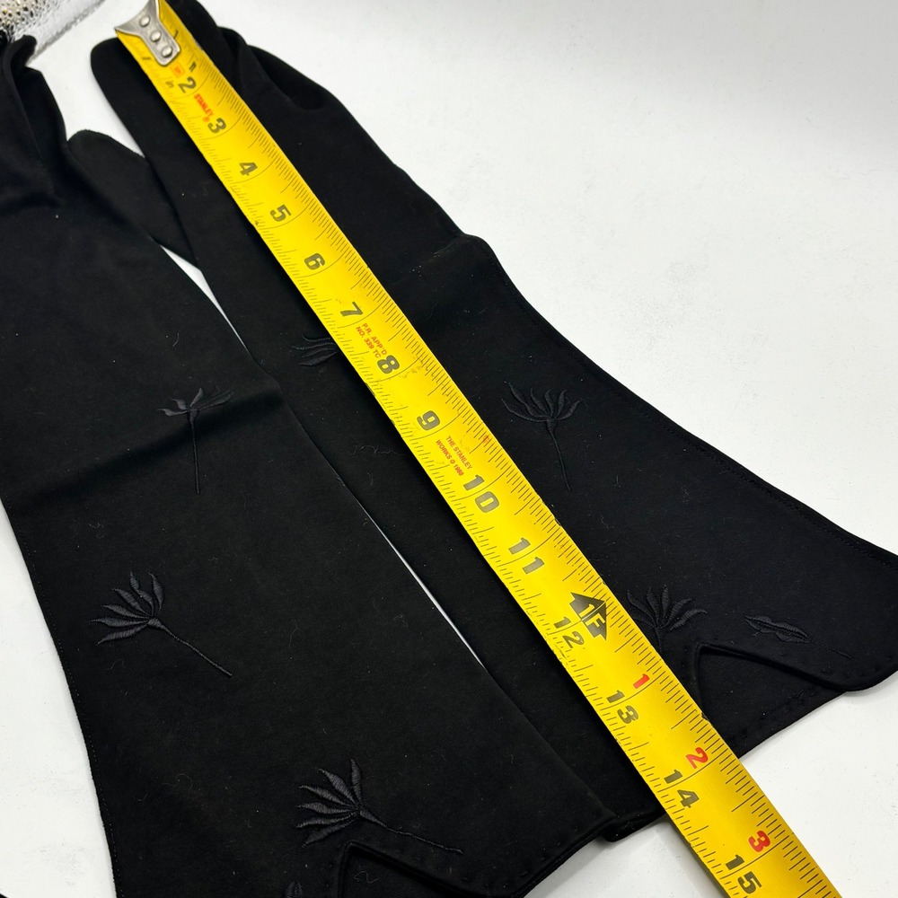 Wear-Right Vintage Black Cotton Opera Gloves Embroidered Western Germany Sz‎ 7.5 - Picture 6 of 9
